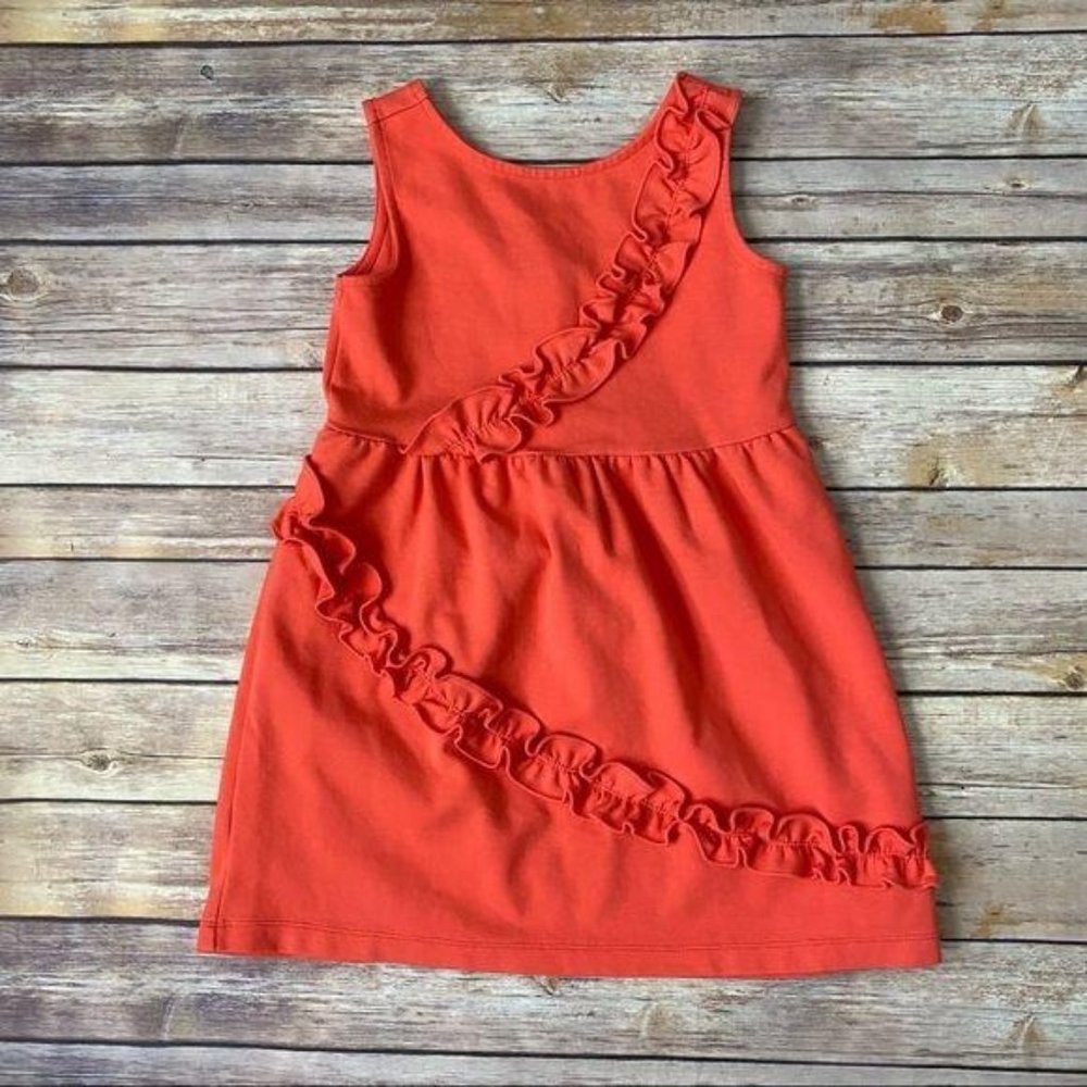 Janie & Jack Girls Persimmon Ruffle Ponte Dress 4 - Picture 5 of 11